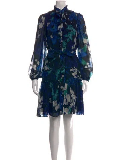 Pre-owned Kobi Halperin Floral Print Mini Dress In Blue