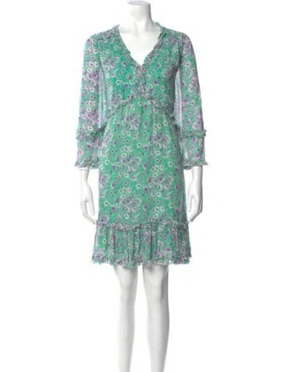Pre-owned Kobi Halperin Floral Print Mini Dress In Green