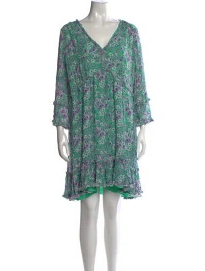 Pre-owned Kobi Halperin Floral Print Mini Dress In Green