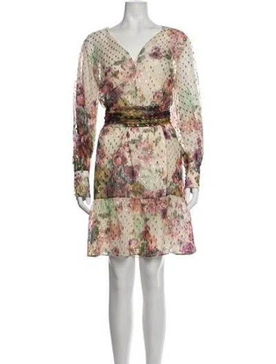 Pre-owned Kobi Halperin Floral Print Mini Dress In Metallic/neutrals