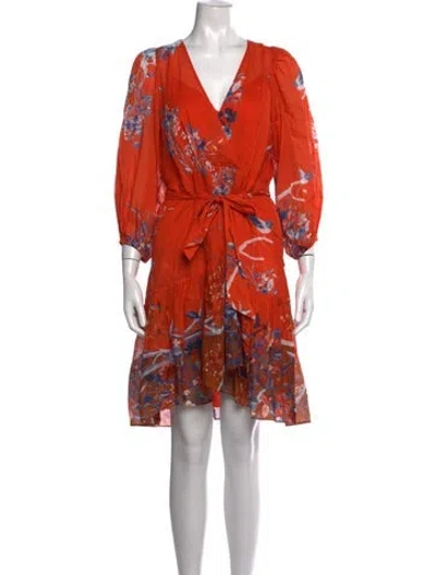 Pre-owned Kobi Halperin Floral Print Mini Dress In Orange