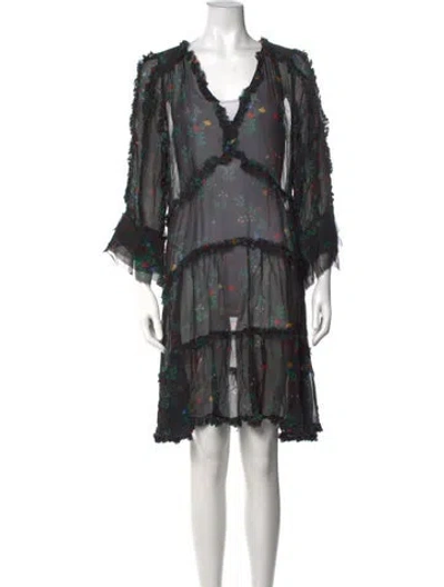Pre-owned Kobi Halperin Floral Print Mini Dress W/ Tags In Black