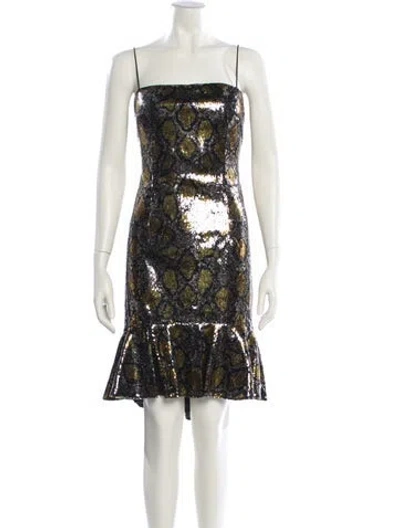 Pre-owned Kobi Halperin Floral Print Mini Dress W/ Tags In Gold