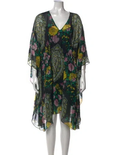 Pre-owned Kobi Halperin Floral Print Mini Dress W/ Tags In Green