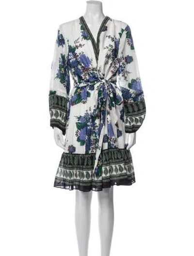 Pre-owned Kobi Halperin Floral Print Mini Dress In White