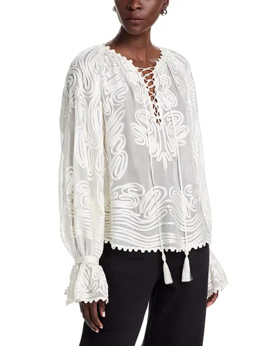 Kobi Halperin Florence Lace Up Blouse In White