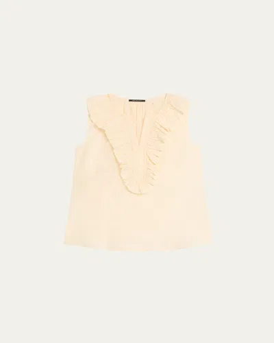 Kobi Halperin Florence Sleeveless Ruffle Blouse In Ecru