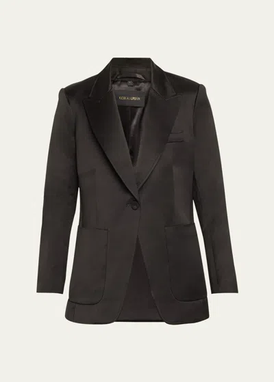 Kobi Halperin Francesca Single-button Satin Jacket In Black