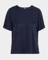 Kobi Halperin Rhinestone Stretch Silk Top In Midnight
