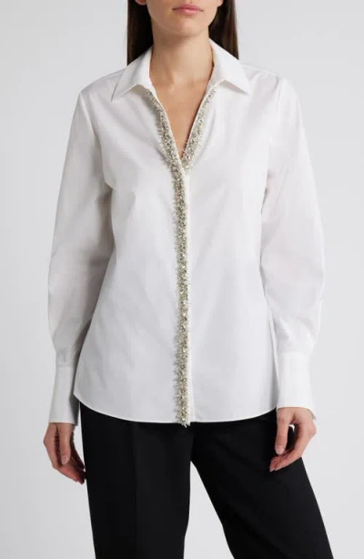 KOBI HALPERIN KOBI HALPERIN GABBAY EMBELLISHED POPLIN BUTTON-UP SHIRT