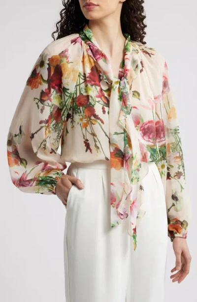 KOBI HALPERIN KOBI HALPERIN GALEN FLORAL TIE NECK CHIFFON TOP