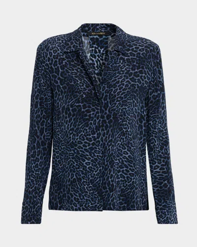 Kobi Halperin Gavin Leopard-print Viscose Blouse In Blue