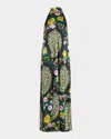 Kobi Halperin Genesis Neck-tie Paisley Maxi Halter Dress In Black Multi