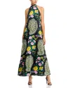 Kobi Halperin Genesis Neck-tie Paisley Maxi Halter Dress In Black Multi