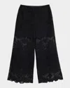 Kobi Halperin Gina Wide-leg Geometric Floral Lace Pants In Black