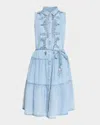 Kobi Halperin Glori Tiered Embroidered Denim Midi Dress In Dark Blue