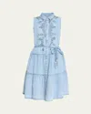 Kobi Halperin Glori Tiered Embroidered Denim Midi Dress In Dark Blue