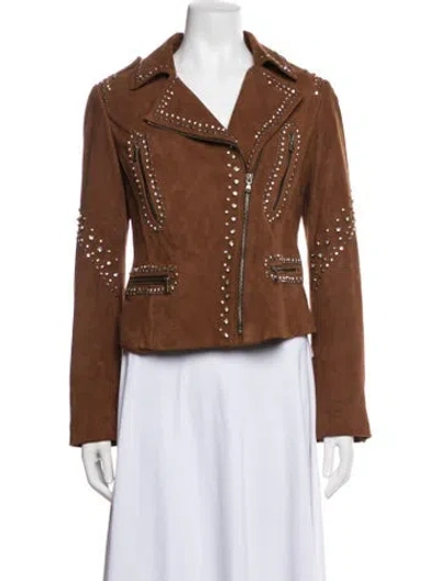 Pre-owned Kobi Halperin Goat Leather Biker Jacket In Brown