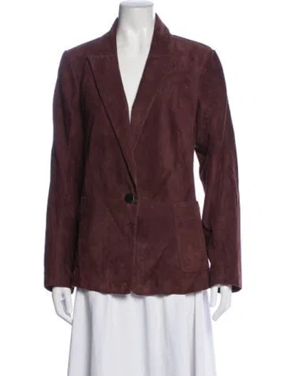 Pre-owned Kobi Halperin Goat Leather Blazer In Burgundy