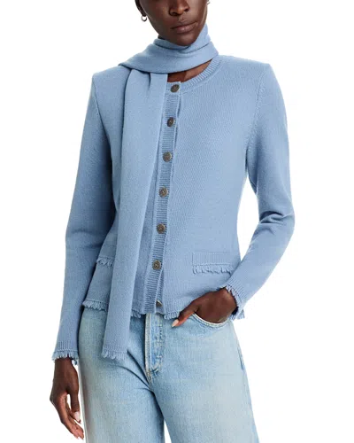 Kobi Halperin Gracie Round Neck Ribbed Trim Sweater In Blue