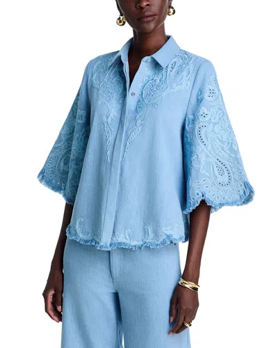 Kobi Halperin Hadley Embroidered Blouse In Blue