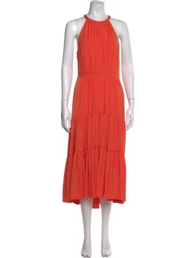 Pre-owned Kobi Halperin Halterneck Long Dress In Orange