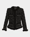 Kobi Halperin Hana Beaded Fringe-trim Tweed Jacket In Black