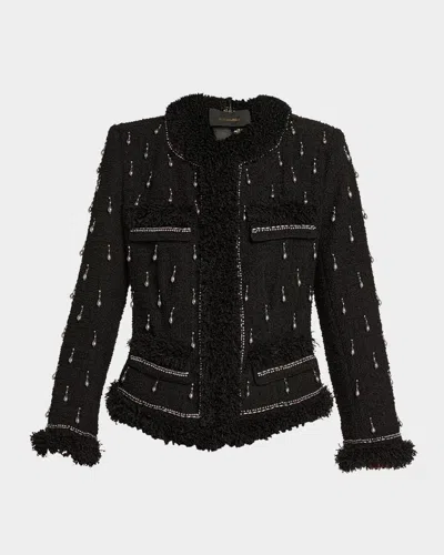 KOBI HALPERIN HANA BEADED FRINGE-TRIM TWEED JACKET