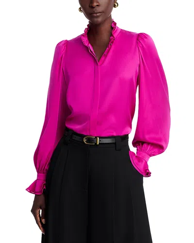 Kobi Halperin Harley Silk Blend Ruffle Blouse In Pink