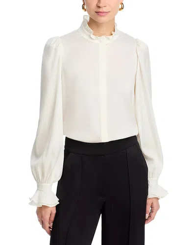 Kobi Halperin Harley Silk Blend Ruffle Blouse In White