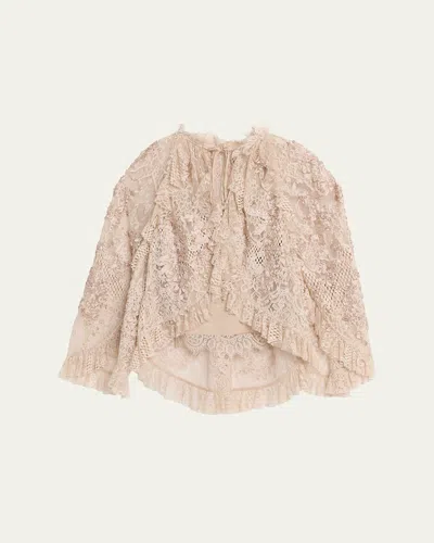 Kobi Halperin Harmony Ruffle-trim Lace Blouse In Pink