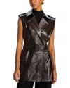 Kobi Halperin Belted Faux Leather Vest In Dark Brown