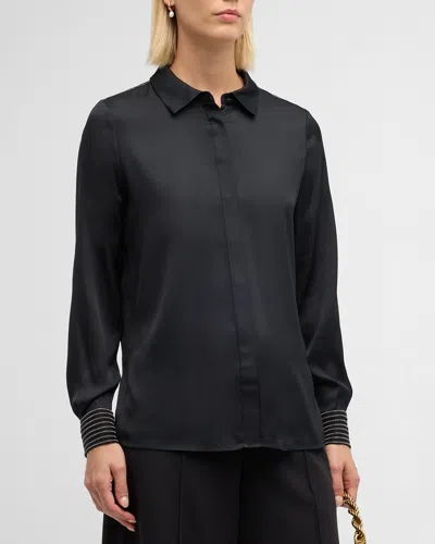 Kobi Halperin Havana Chain-trim Silk Blouse In Black