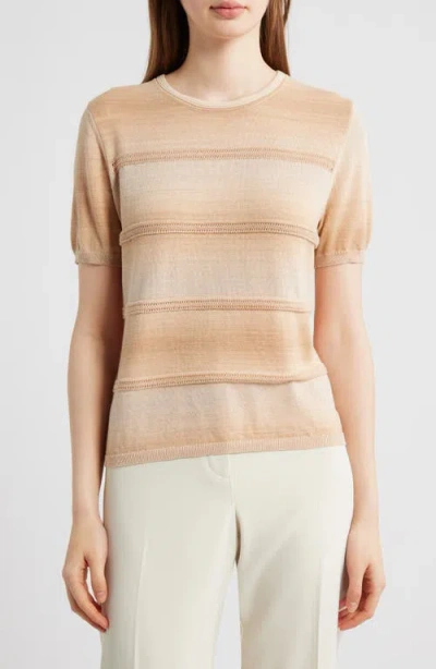 Kobi Halperin Hayden Pointelle Stripe Ombré Sweater In Brown