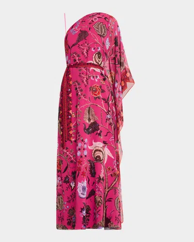 Kobi Halperin Hazel Asymmetric Belted Maxi Dress In Pink Multi