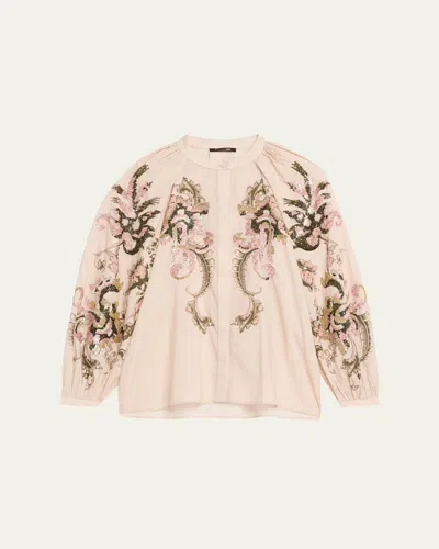 Kobi Halperin Heidi Sequin Floral-print Blouse In Neutral