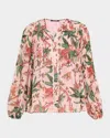 Kobi Halperin Helen Pleated Floral-print Blouse In Pink