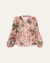 Kobi Halperin Helen Pleated Floral-print Blouse In Multi