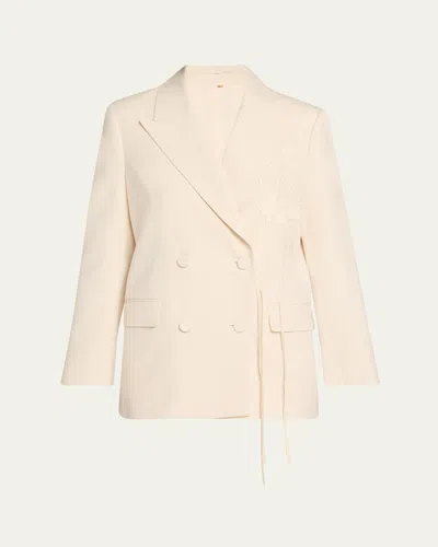 Kobi Halperin Hero Embroidered Double-breasted Jacket In Sand