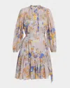 Kobi Halperin Hilary Floral-print Pintuck Flounce Mini Dress