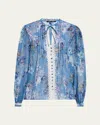 Kobi Halperin Ingrid Pintuck Floral-print Blouse