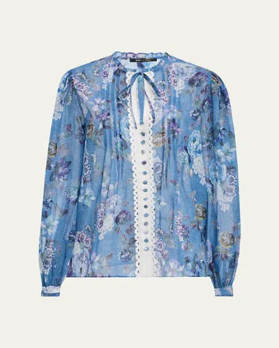 KOBI HALPERIN INGRID PINTUCK FLORAL-PRINT BLOUSE