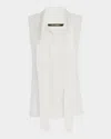 Kobi Halperin Tie Neck Sleeveless Stretch Silk Top In Ivory