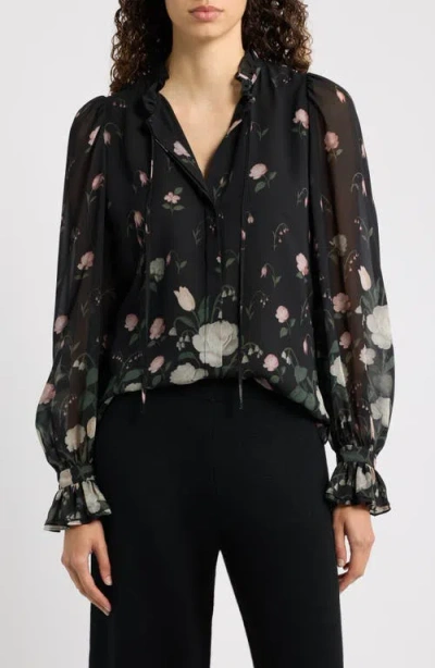 Kobi Halperin Jack Ruffled Floral Top In Black