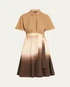 Kobi Halperin Jana Ombre Tie-waist Shirtdress In Coffee Multi