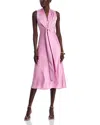 Kobi Halperin Jane Sleeveless Crossover Sateen Midi Dress In Blush