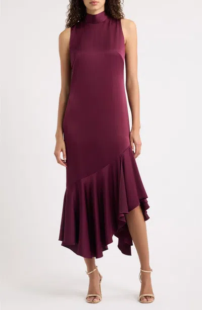 Kobi Halperin Jenkins Sleeveless Satin Maxi Dress In Burgundy