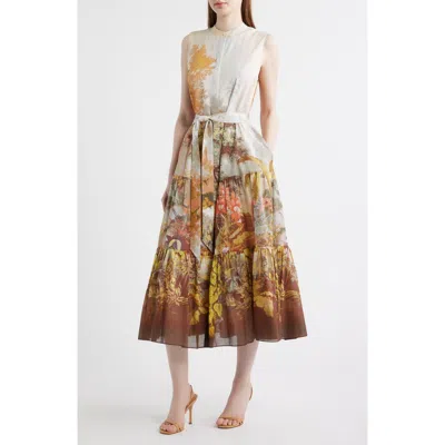 Kobi Halperin Jill Placed Print Sleeveless Cotton Shirtdress In Multi