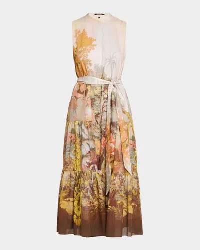 Kobi Halperin Jill Tiered Botanical-print Midi Dress In Multi