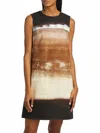 Kobi Halperin Jo Ombre Stretch Cotton Crewneck Mini Dress In Natural Multi In Brown